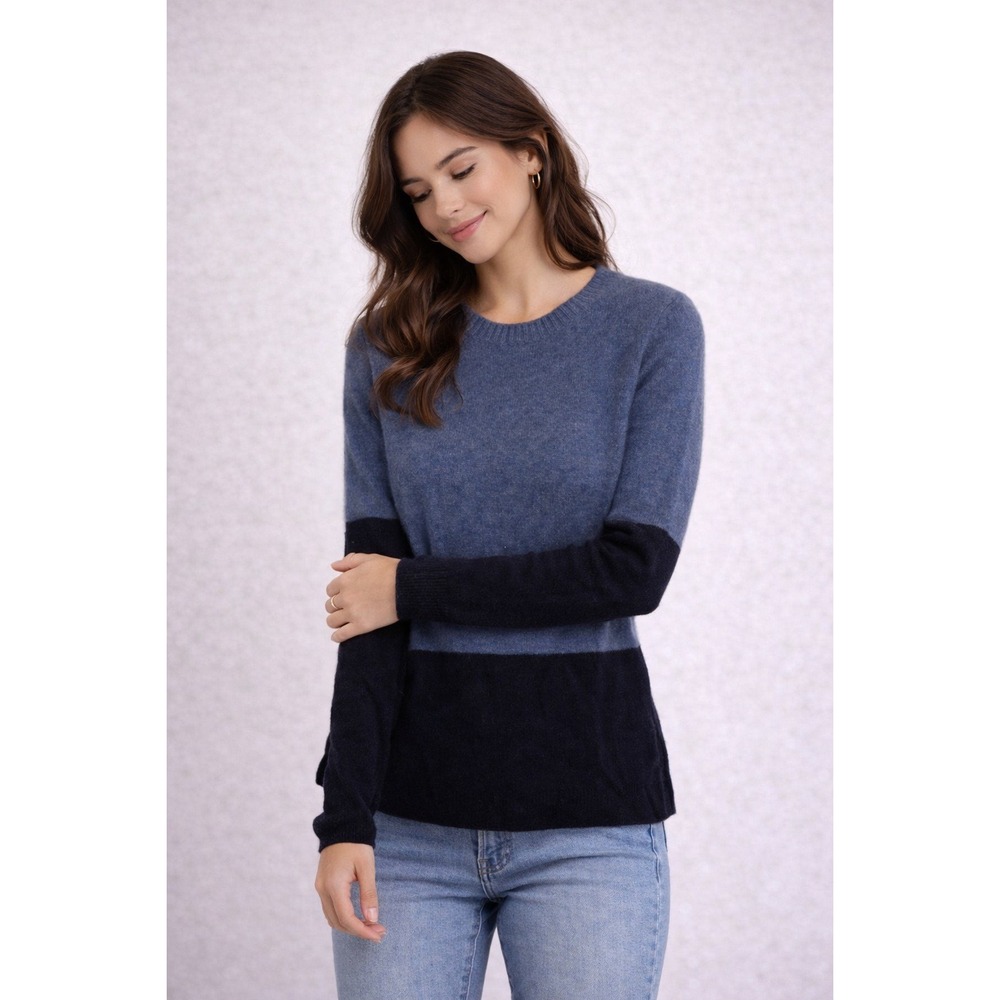 J.Crew Women's XS‎ Blue Cashmere Blend Knit Sweater Color Block Long Sleeve